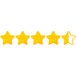 Four and a half out of five star rating icon.
