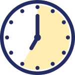 Clock face showing 7:00, with pale yellow shading on the right side.