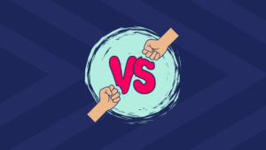 blue background image with the words vs on and two arms punching the the 'vs'