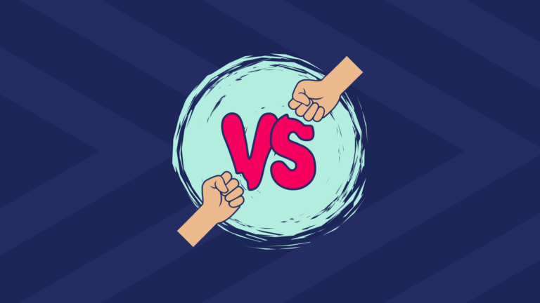 blue background image with the words vs on and two arms punching the the 'vs'