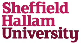 Sheffield Hallam University logo in maroon stacked text