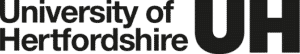 University of Hertfordshire logo with bold black UH initials.